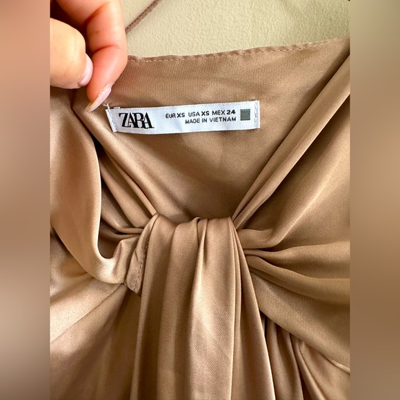 ZARA - Front Knotted Satin Dress - Picture 5 of 5